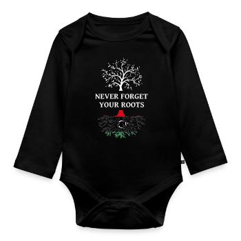 La Libye n’oublie jamais ses racines - Body Bébé bio manches longues - noir - Devant