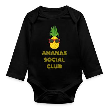 ANANAS SOCIAL CLUB plage vacances à la mer été - Body Bébé bio manches longues - noir - Devant