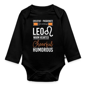 Leo Constellation Star - Organic Longsleeve Baby Bodysuit - black - Front