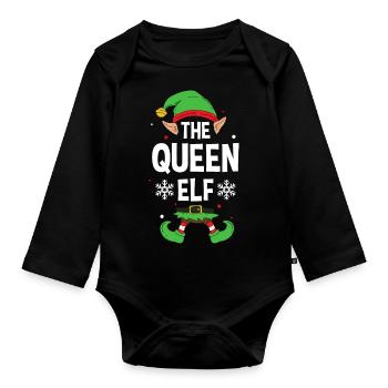 Group Matching Family Christmas Gift Elf - Baby Bio-Langarm-Body - Schwarz - Vorne
