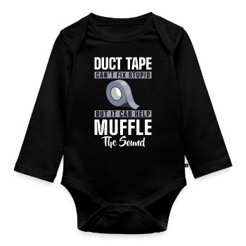 Idiots Work Evil Provocation - Organic Longsleeve Baby Bodysuit - black - Front