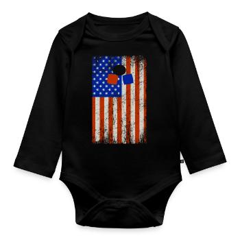 American Flag Cornhole Bean Bag Toss Lawn Game - Body Bébé bio manches longues - noir - Devant