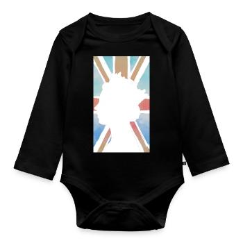 QUEEN ELIZABETH UK FLAG UNION JACK KINGDOM HEAVEN - Organic Longsleeve Baby Bodysuit - black - Front