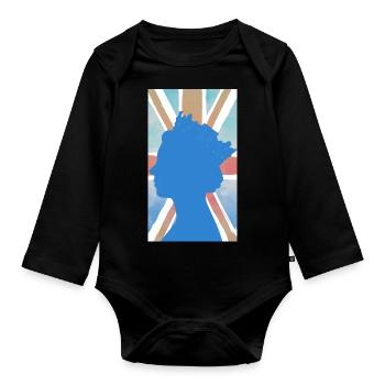 QUEEN ELIZABETH UK FLAG UNION JACK KINGDOM HEAVEN - Organic Longsleeve Baby Bodysuit - black - Front
