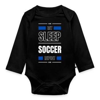 manger dormir soccer répéter l’idée cadeau en disant - Body Bébé bio manches longues - noir - Devant