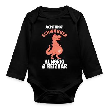 Drache Schwangerschaft Schwanger Werdende Mama - Baby Bio-Langarm-Body - Schwarz - Vorne