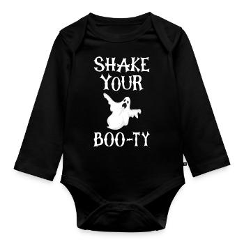Halloween Party Ghost Ghost Shake yor boo-ty - Body Bébé bio manches longues - noir - Devant