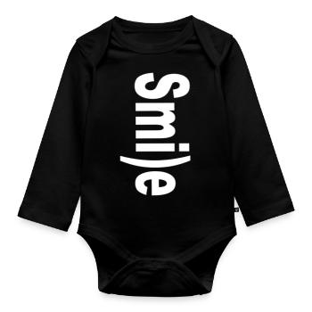 Smile :) - Baby Bio-Langarm-Body - Schwarz - Vorne