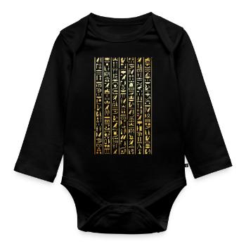 Hiéroglyphes Design pour un passionné de la vieille Egypte - Body Bébé bio manches longues - noir - Devant