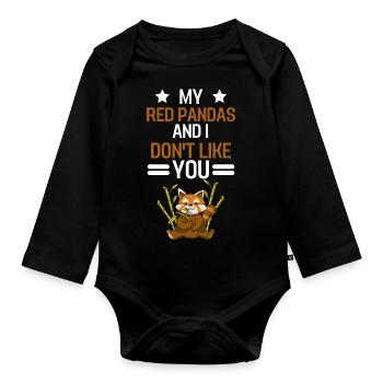 Chinesisches Tier Lustiges Geschenk Roter Panda - Baby Bio-Langarm-Body - Schwarz - Vorne