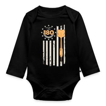 Retro Dart Motifs & Vintage Dartboard 180 Dart - Organic Longsleeve Baby Bodysuit - black - Front