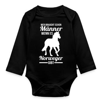 Pferd Reitsport Reiten Pferdesport Norweger - Baby Bio-Langarm-Body - Schwarz - Vorne