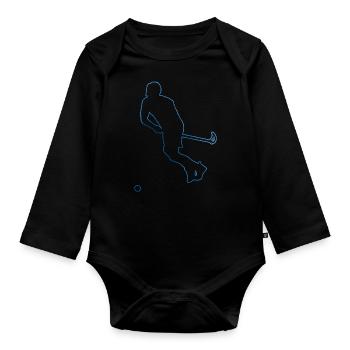 Salibandy Unihockey Unihockeyspielen Damen - Baby Bio-Langarm-Body - Schwarz - Vorne