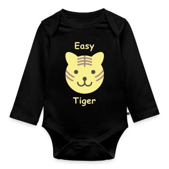 Easy Tiger hell - Baby Bio-Langarm-Body - Schwarz - Vorne