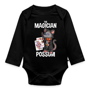 Opossum saying for animal lovers and possum - Organic Longsleeve Baby Bodysuit - black - Front