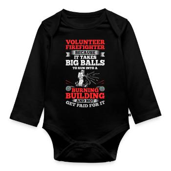 Volunteer Firefighter Firefighter Volunteers - Organic Longsleeve Baby Bodysuit - black - Front