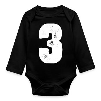 maillot 3 chiffres - Body Bébé bio manches longues - noir - Devant