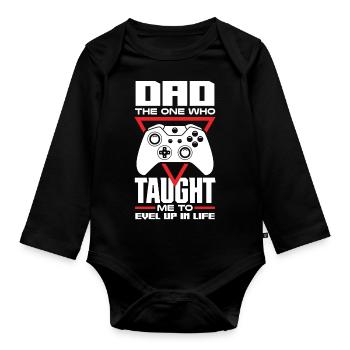 Papa Celui qui m’a appris à niveler ma vie - Body Bébé bio manches longues - noir - Devant
