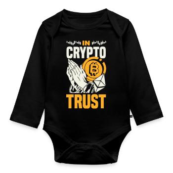 In Crypto We Trust Cryptocurrency Trading Coin - Baby Bio-Langarm-Body - Schwarz - Vorne