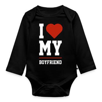 I Love My Boyfriend - Boyfriend Funny Gift - Organic Longsleeve Baby Bodysuit - black - Front