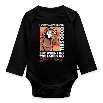 Costumes d’animaux singes enfants - Body Bébé bio manches longues - noir - Devant