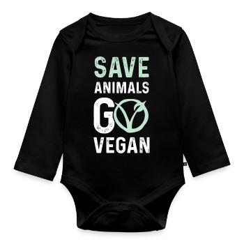Végétalien bien-être animal - Body Bébé bio manches longues - noir - Devant