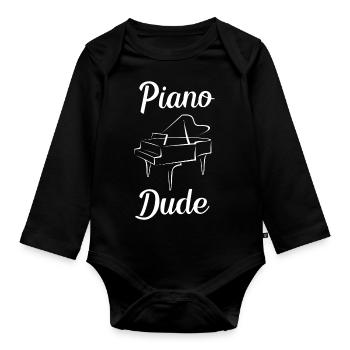 Piano Dude Piano Music Gifts for Pianists - Organic Longsleeve Baby Bodysuit - black - Front