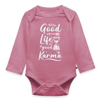 Spiritual Attitude Motivation - Organic Longsleeve Baby Bodysuit - mauve - Front