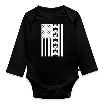 St Patricks Day American Flag - Organic Longsleeve Baby Bodysuit - black - Front