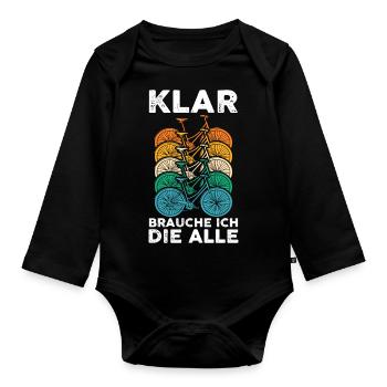 Klar brauche ich die alle Fahrrad - Baby Bio-Langarm-Body - Schwarz - Vorne