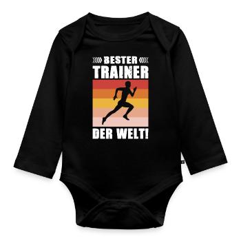 Leichtathletik Bester Trainer der Welt - Baby Bio-Langarm-Body - Schwarz - Vorne