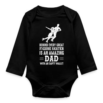 Behind Every Great Figure Skater Is An Amazing Dad - Baby Bio-Langarm-Body - Schwarz - Vorne