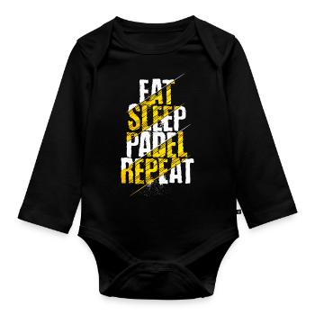Eat Sleep Padel Repeat Written Padel Witty Padel - Baby Bio-Langarm-Body - Schwarz - Vorne