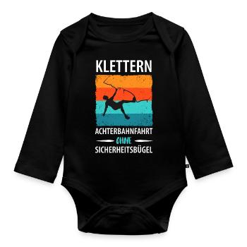 Vintage Bouldern Boulderer Klettern Kletterer - Baby Bio-Langarm-Body - Schwarz - Vorne