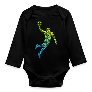 Symboles de basket-ball Garçons Joueur de basket-ball - Body Bébé bio manches longues - noir - Devant