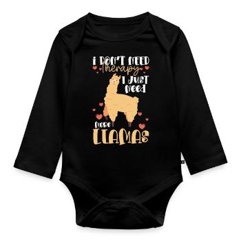 Lama Ferme Animal Doux - Body Bébé bio manches longues - noir - Devant
