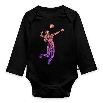Symboles de volleyball Femmes Filles Volleyball Joueuse - Body Bébé bio manches longues - noir - Devant