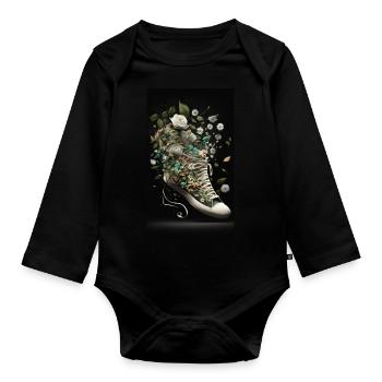 Schuh - Baby Bio-Langarm-Body - Schwarz - Vorne