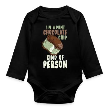 Minze-Schokolade-Chip - Baby Bio-Langarm-Body - Schwarz - Vorne