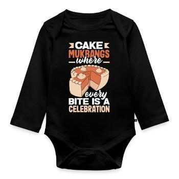 Mukbang et gâteau - Body Bébé bio manches longues - noir - Devant