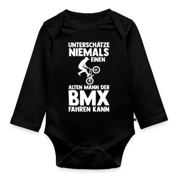 Fahrrad BMX - Baby Bio-Langarm-Body - Schwarz - Vorne