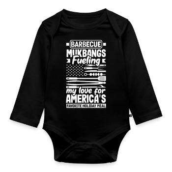 Mukbang et barbecue le 4 juillet - Body Bébé bio manches longues - noir - Devant