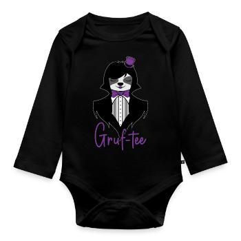 Gruf-Tee Goth Sloth Grufti Gothic Faultier Gruftee - Baby Bio-Langarm-Body - Schwarz - Vorne