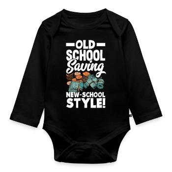 Old-School Saving New-School Style - Body Bébé bio manches longues - noir - Devant