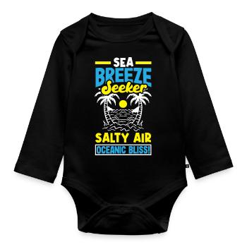 Sea Breeze Seeker Salty Air Oceanic Bliss Coastal - Baby Bio-Langarm-Body - Schwarz - Vorne