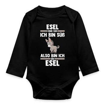 Esel - Baby Bio-Langarm-Body - Schwarz - Vorne