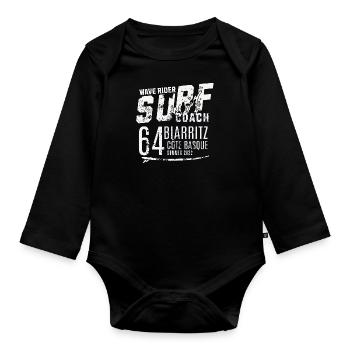 Surf coach wave rider Biarritz - Organic Longsleeve Baby Bodysuit - black - Front