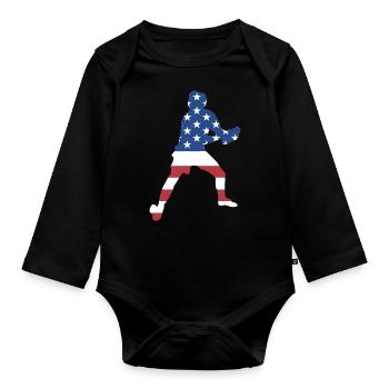 Sport Us Flag Ultimate Frisbee - Baby Bio-Langarm-Body - Schwarz - Vorne