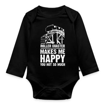 Roller Coaster Makes Me Happy - Baby Bio-Langarm-Body - Schwarz - Vorne