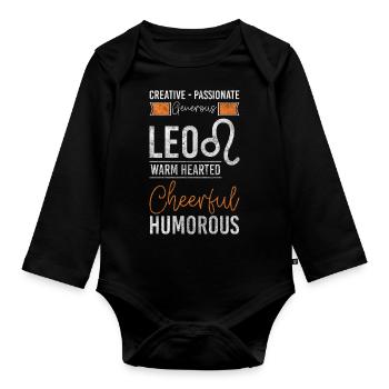 Signe du zodiaque August Leo - Body Bébé bio manches longues - noir - Devant